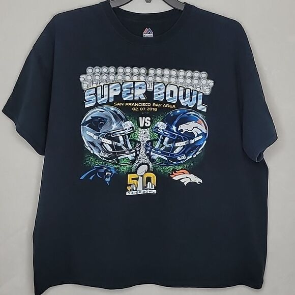 Majestic Super Bowl 50 Panthers vs. Broncos T Shirt Size 2XL - Picture 1 of 4
